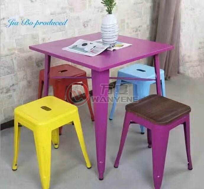 彩色铁艺凳子 铁艺椅桌组合